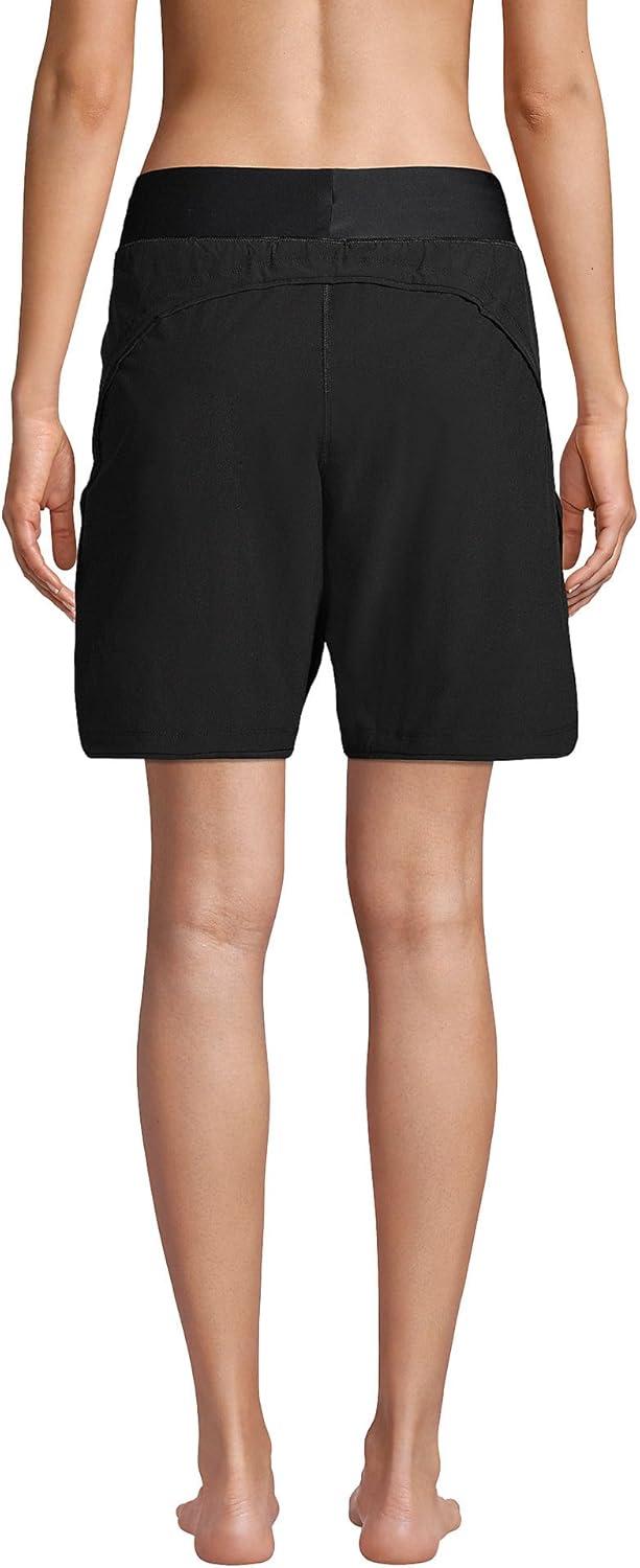 imageLands End Womens 9quot Quick Dry Elastic Waist Modest Board Shorts Swim Coverup Shorts with PantyBlack