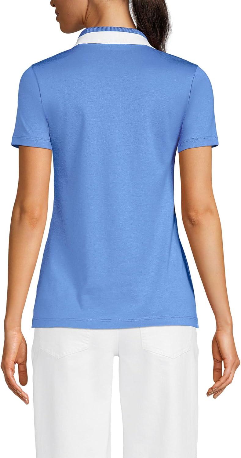 imageLands End Womens AmericanGrown Supima Cotton Polo ShirtCrisp BlueWhite