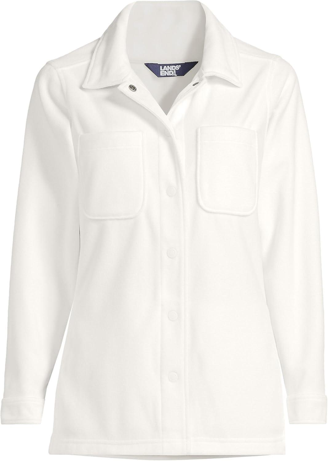 imageLands End Womens Anyweather Fleece Shirt JacketIvory
