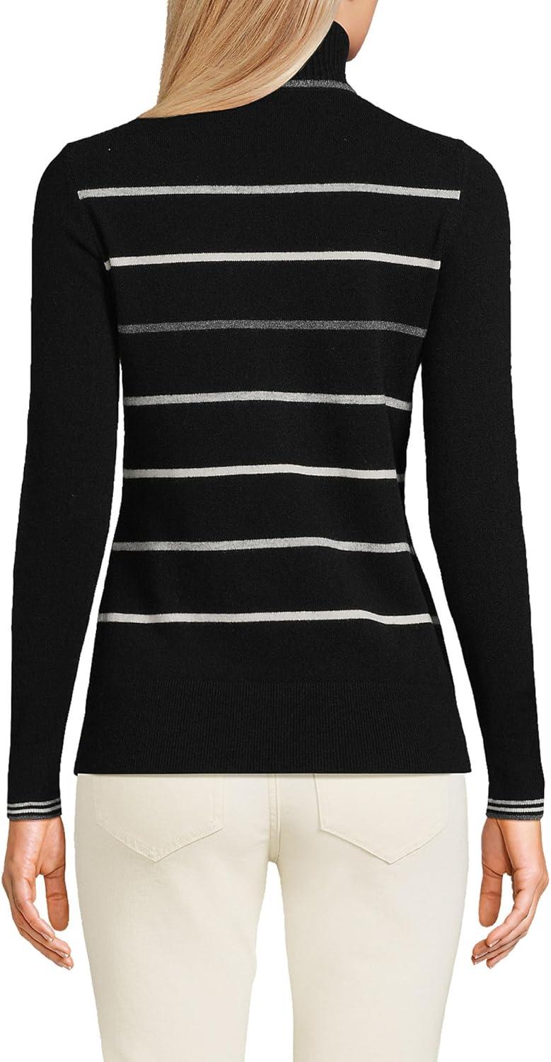 imageLands End Womens Cashmere Turtleneck SweaterBlack Heritage Stripe