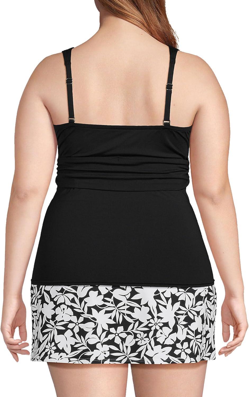 imageLands End Womens Chlorine Resistant Plunge XBack Tankini Swimsuit TopBlack