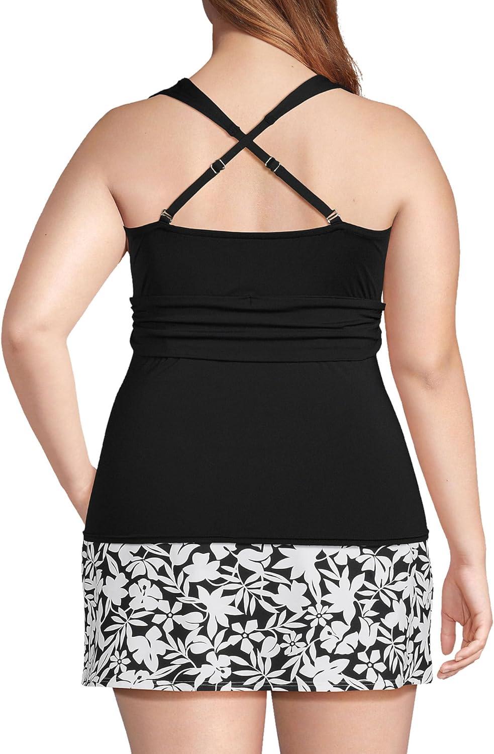 imageLands End Womens Chlorine Resistant Plunge XBack Tankini Swimsuit TopBlack