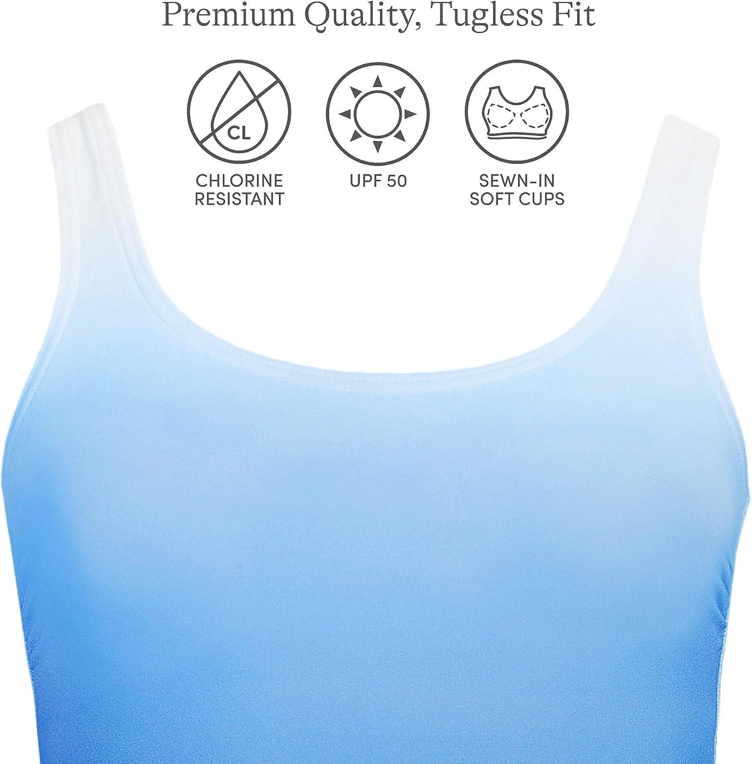 imageLands End Womens Chlorine Resistant Scoop Neck XBack High Leg Soft Cup Tugless Sporty One Piece SwimsuitDeep Sea NavySapphire Ombre