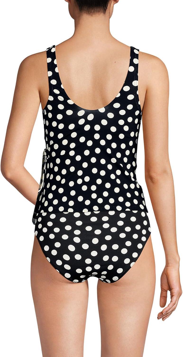 imageLands End Womens Chlorine Resistant Side Tie VNeck Tankini Swimsuit TopBlackEgret Mixed Tossed Dots