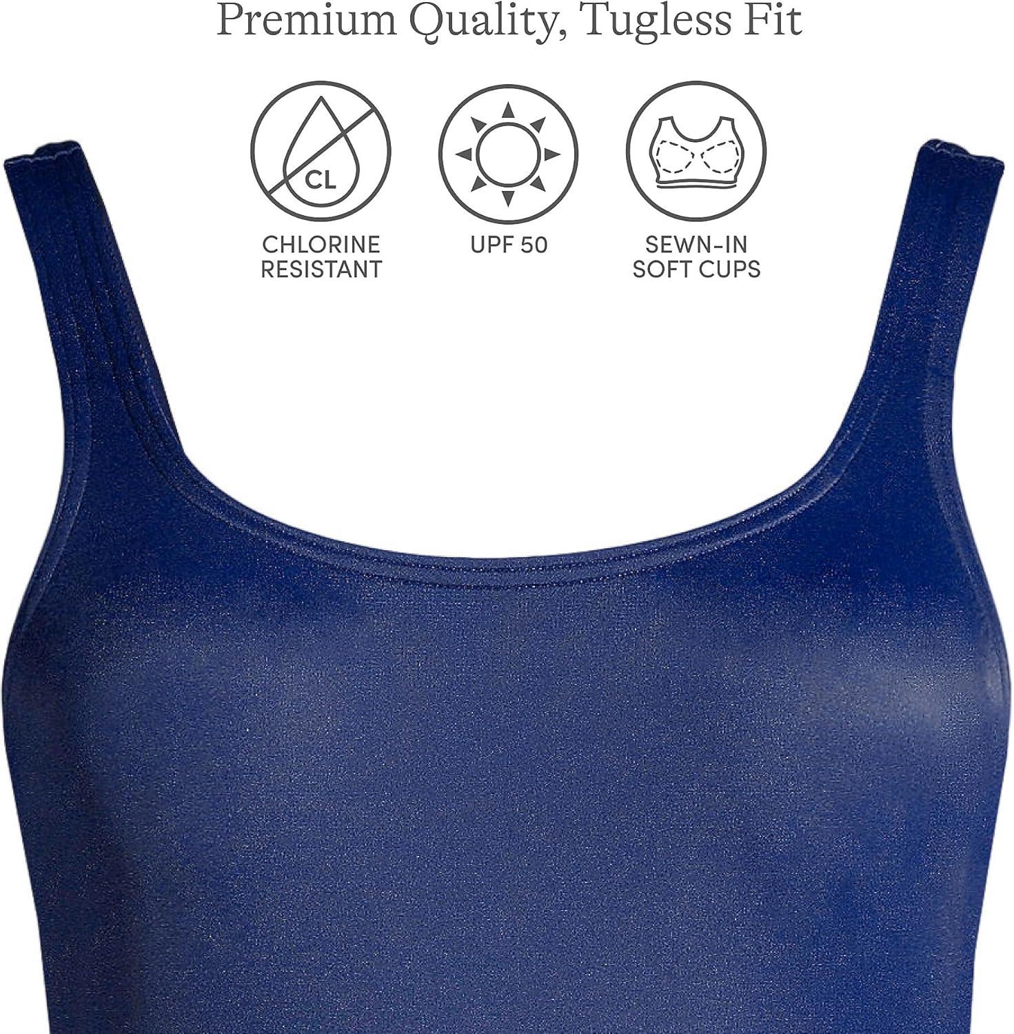 imageLands End Womens Chlorine Resistant Soft Cup Tugless Sporty One Piece SwimsuitDeep Sea Navy