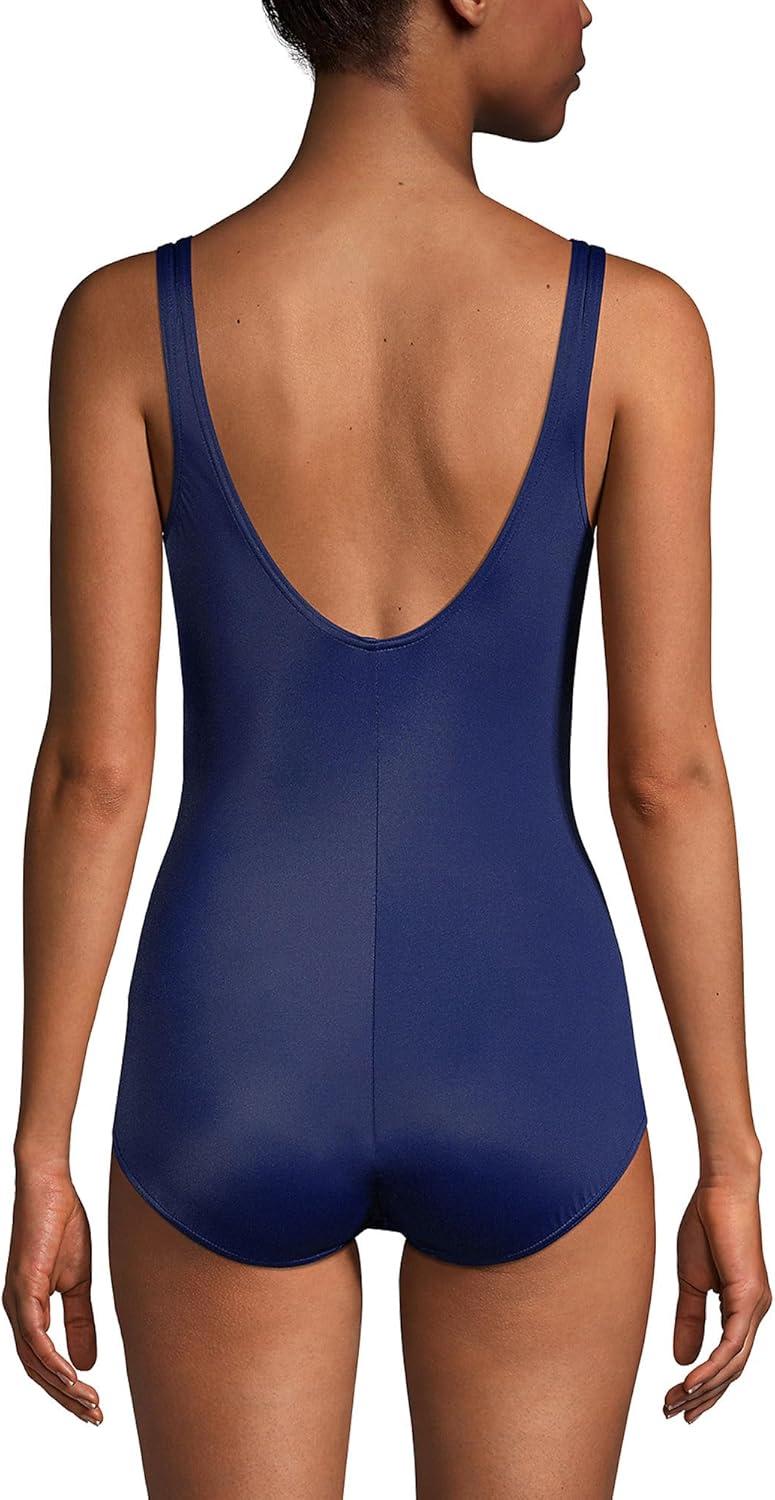 imageLands End Womens Chlorine Resistant Soft Cup Tugless Sporty One Piece SwimsuitDeep Sea Navy