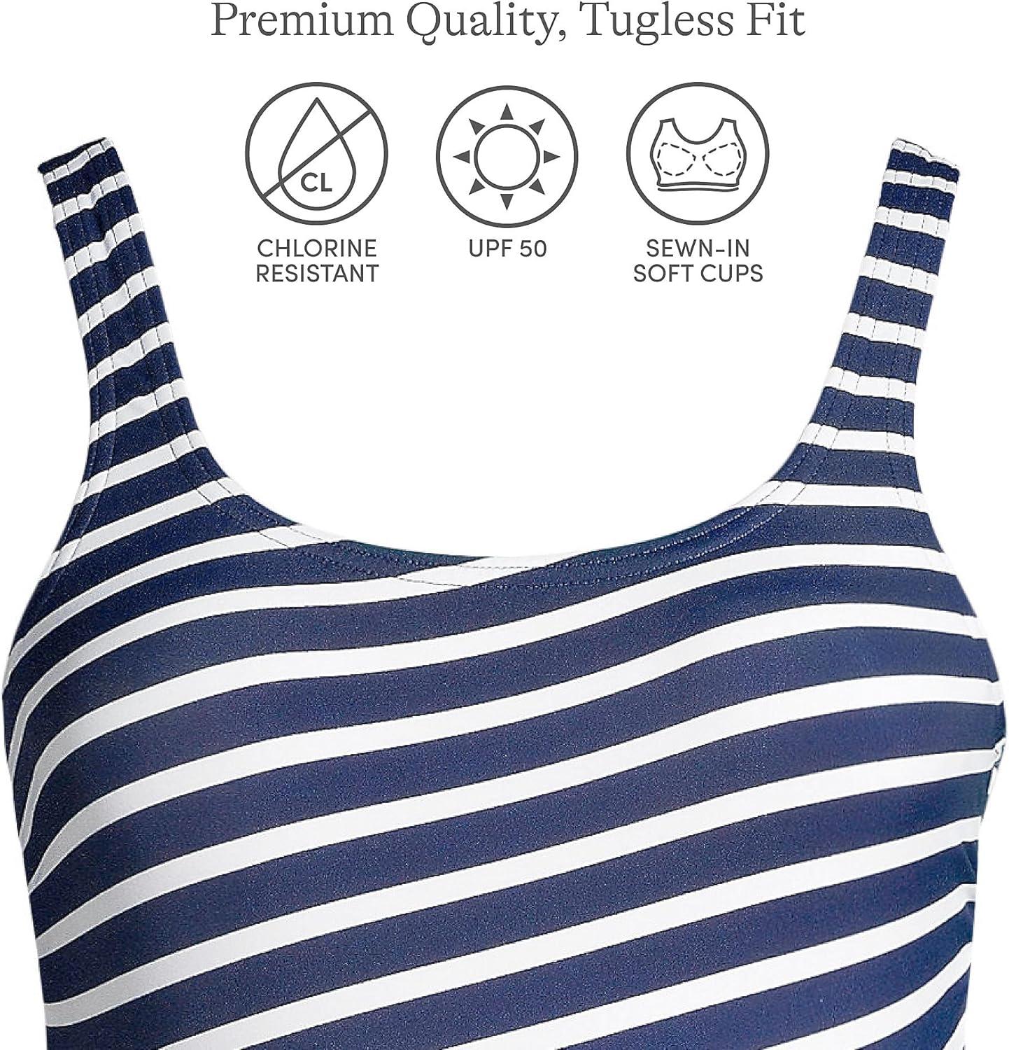 imageLands End Womens Chlorine Resistant Soft Cup Tugless Sporty One Piece SwimsuitWhite