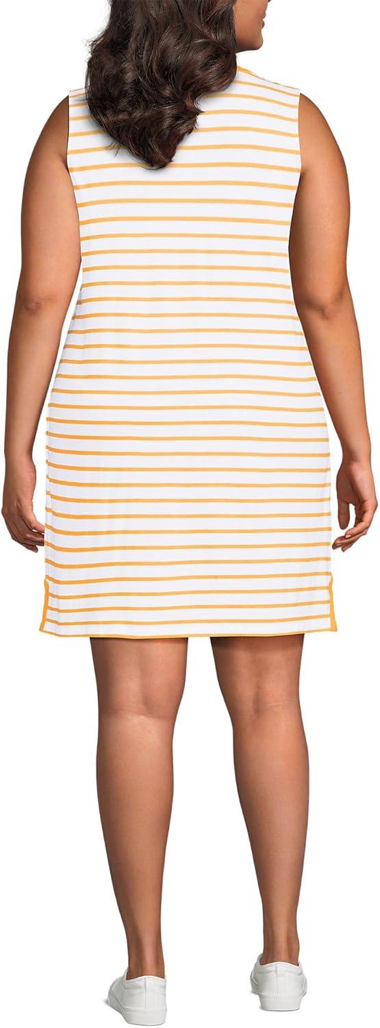 imageLands End Womens Cotton Jersey Notch Neck Dress with SoutacheWhiteMango Breton Stripe