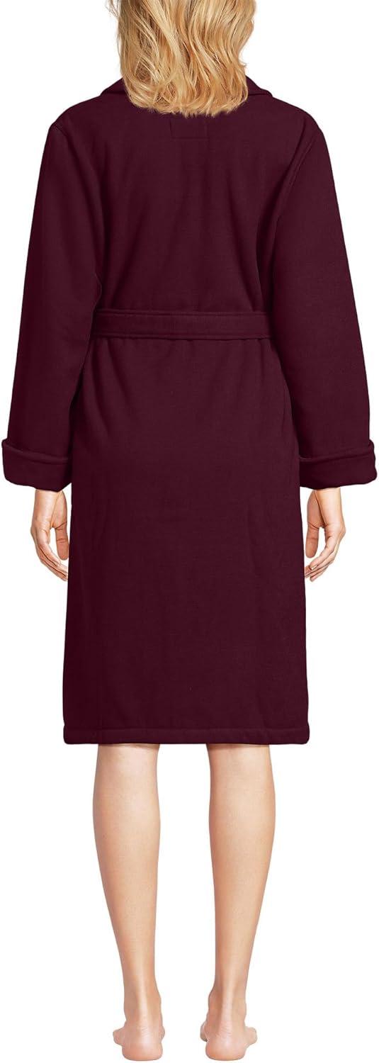 imageLands End Womens Cotton Terry Knee Length Spa Bath RobeLush Burgundy