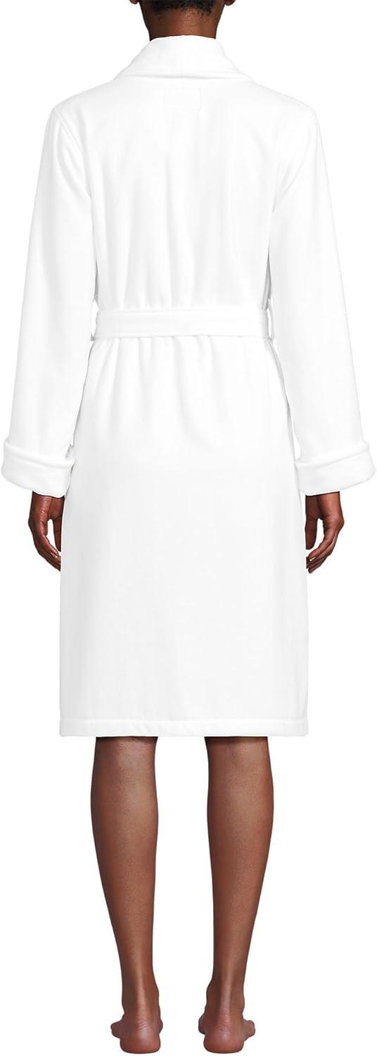 imageLands End Womens Cotton Terry Knee Length Spa Bath RobeWhite