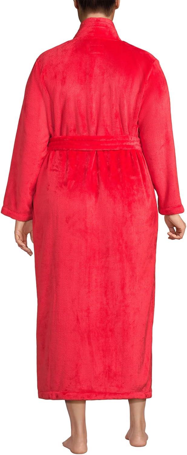 imageLands End Womens Cozy Plush Long Wrap RobeCompass Red