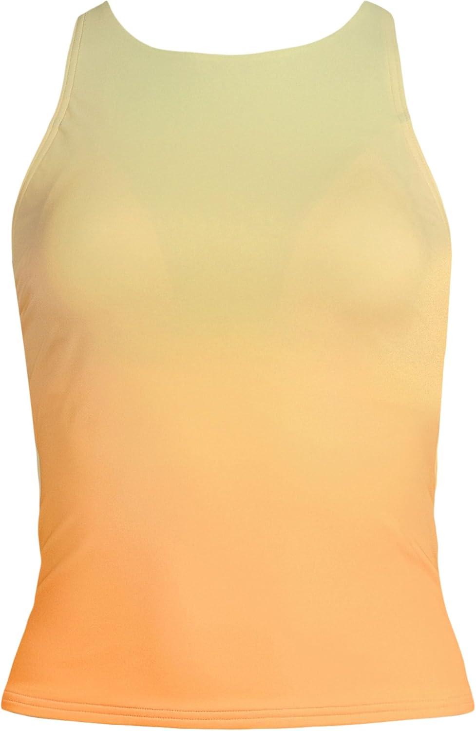 imageLands End Womens DCup Tugless High Neck Strappy Back Tankini Swimsuit TopIcy MintOrange Ombre