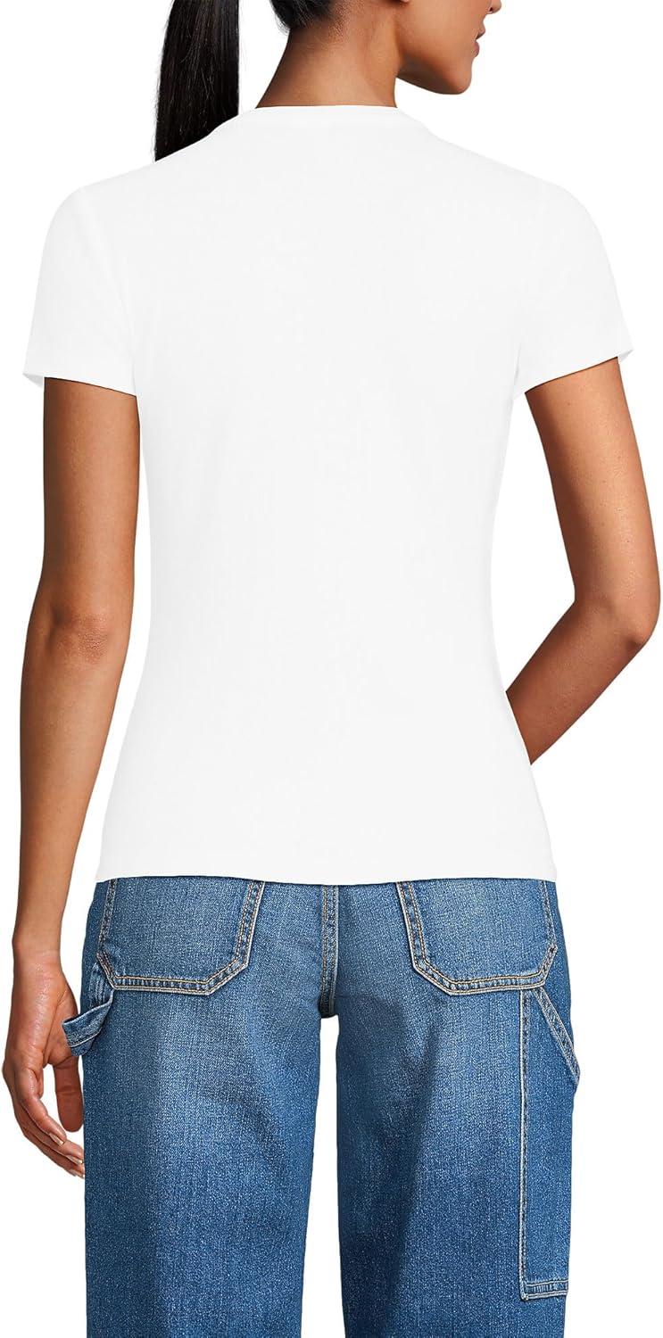 imageLands End Womens Drapey Rib Fitted Short Sleeve Mini TShirtWhite