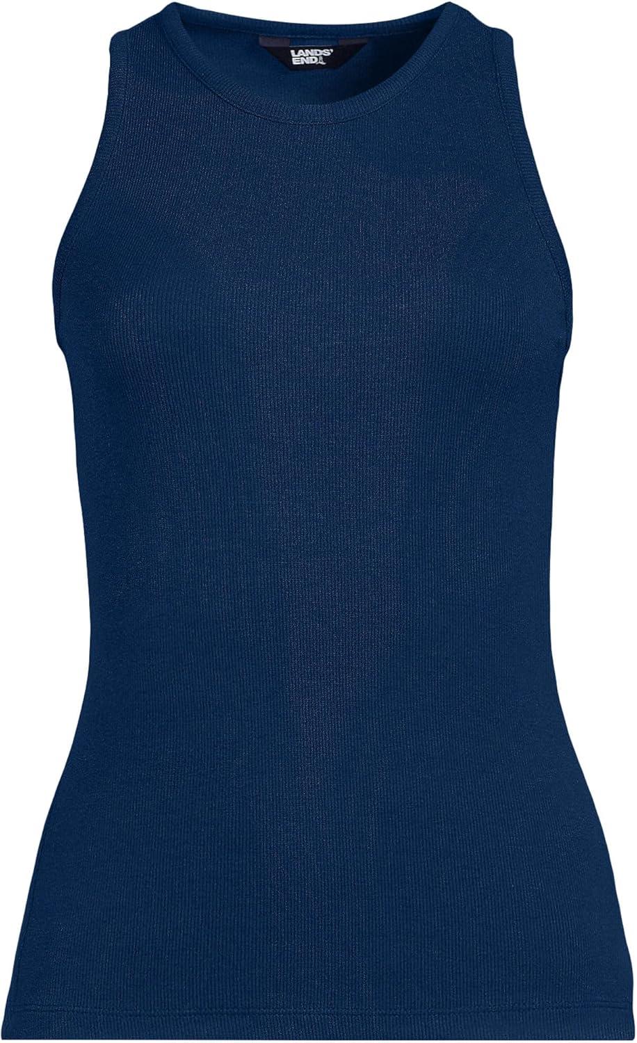 imageLands End Womens Drapey Rib Skimming Tank Top ShirtDeep Sea Navy