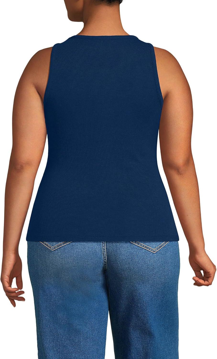 imageLands End Womens Drapey Rib Skimming Tank Top ShirtDeep Sea Navy