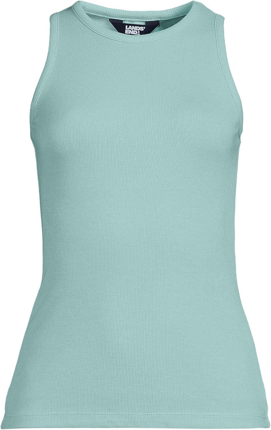 imageLands End Womens Drapey Rib Skimming Tank Top ShirtMisty Aqua