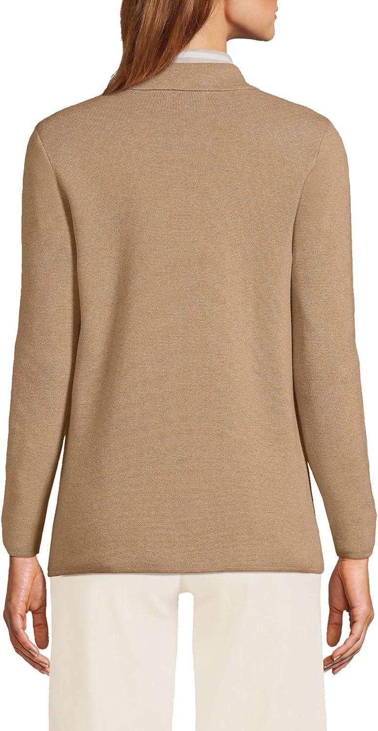 imageLands End Womens Fine Gauge Cotton Button Front Blazer SweaterVicuna Heather