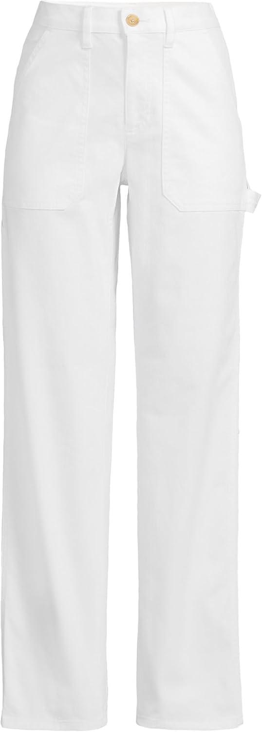 imageLands End Womens Herringbone Chino High Rise Utility PantsWhite