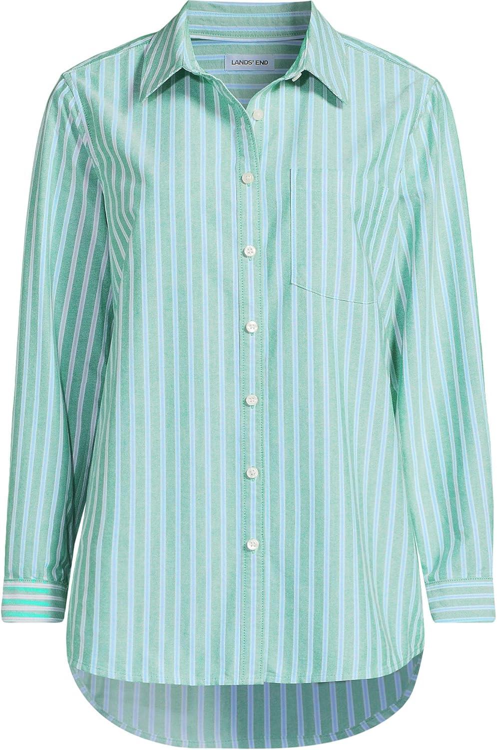imageLands End Womens Oxford ShirtTrue GreenBlue Sky Stripe