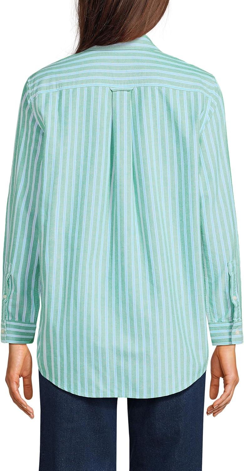 imageLands End Womens Oxford ShirtTrue GreenBlue Sky Stripe
