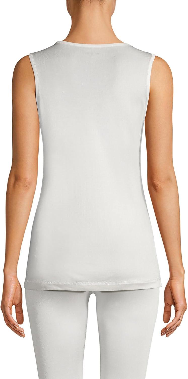 imageLands End Womens Petite Silk Interlock Thermal Long Underwear Base Layer Tank TopIvory