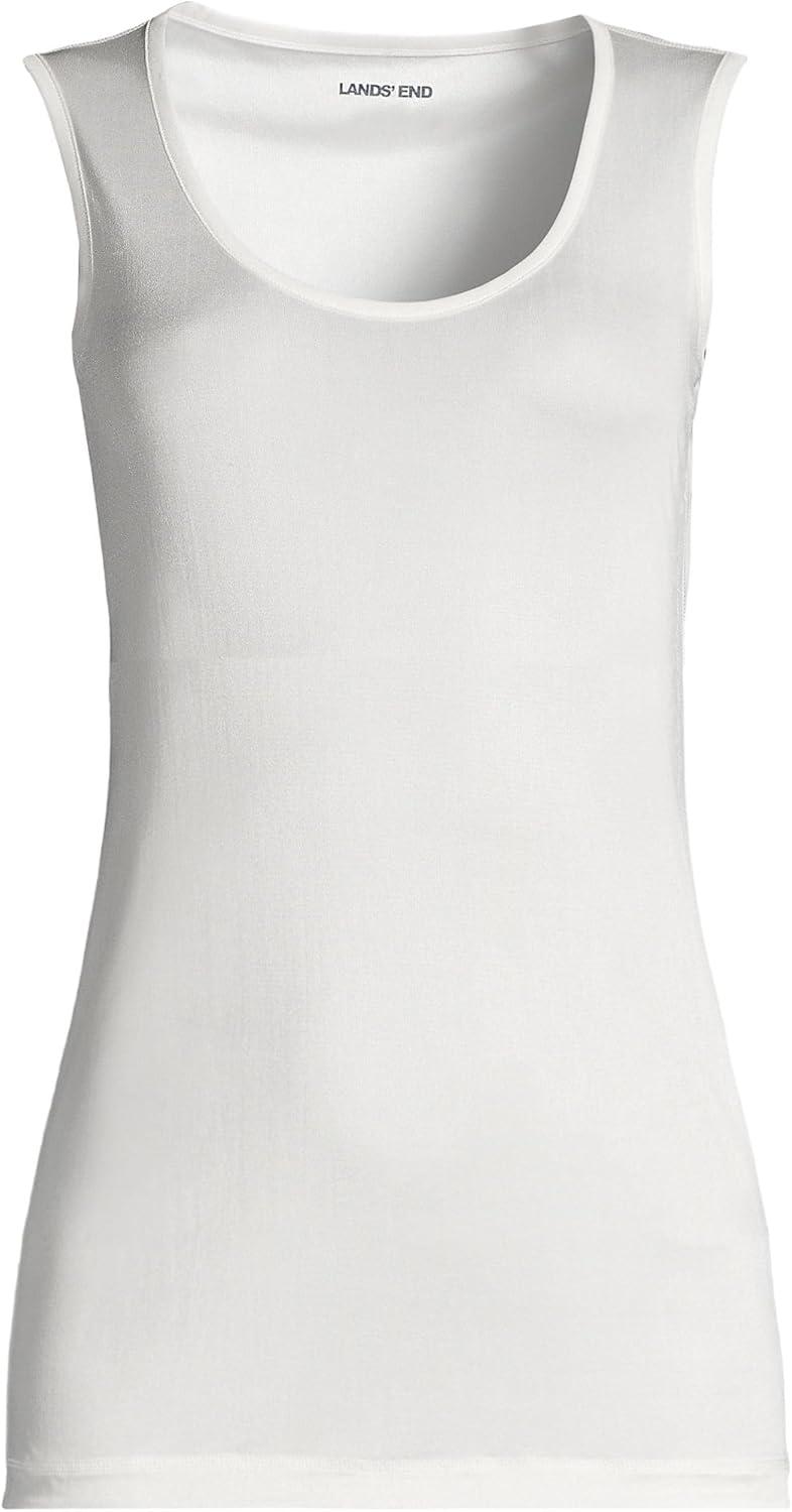 imageLands End Womens Petite Silk Interlock Thermal Long Underwear Base Layer Tank TopIvory