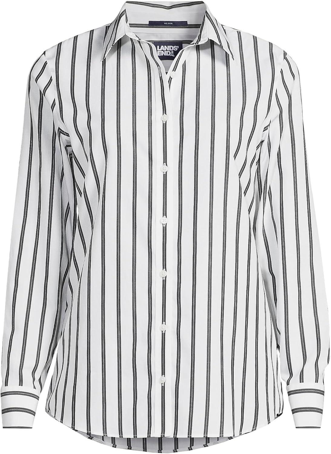 imageLands End Womens Pinwale Cord Long Sleeve ShirtBlack Dual Stripe