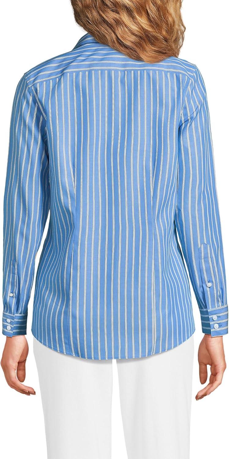 imageLands End Womens Pinwale Cord Long Sleeve ShirtMuted Cobalt Crisp Stripe