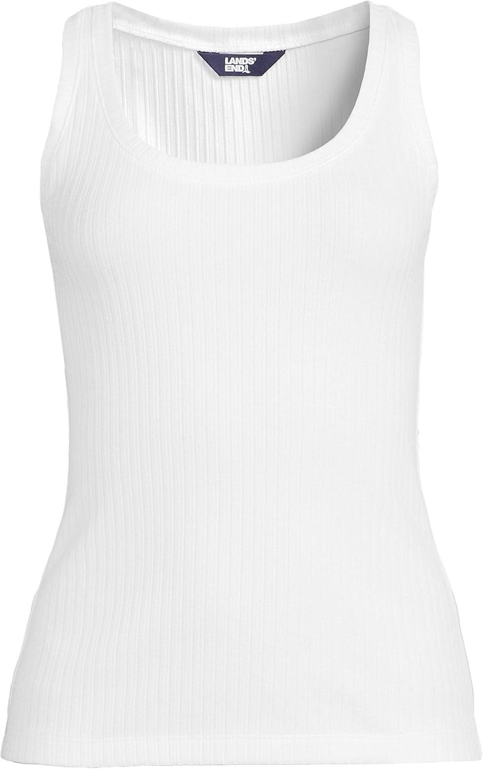 imageLands End Womens Pointelle Rib UNeck TankWhite