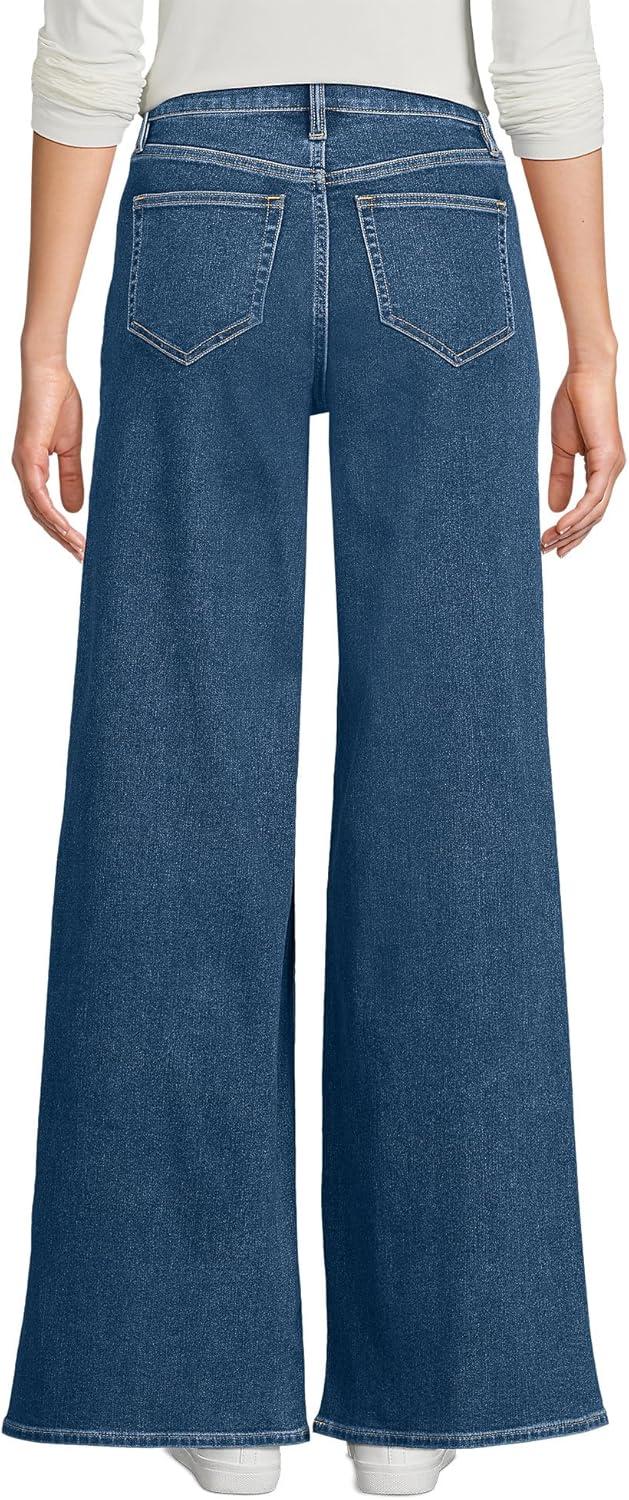 imageLands End Womens Recover Denim High Rise Extra Wide Leg JeansCrawford Wash