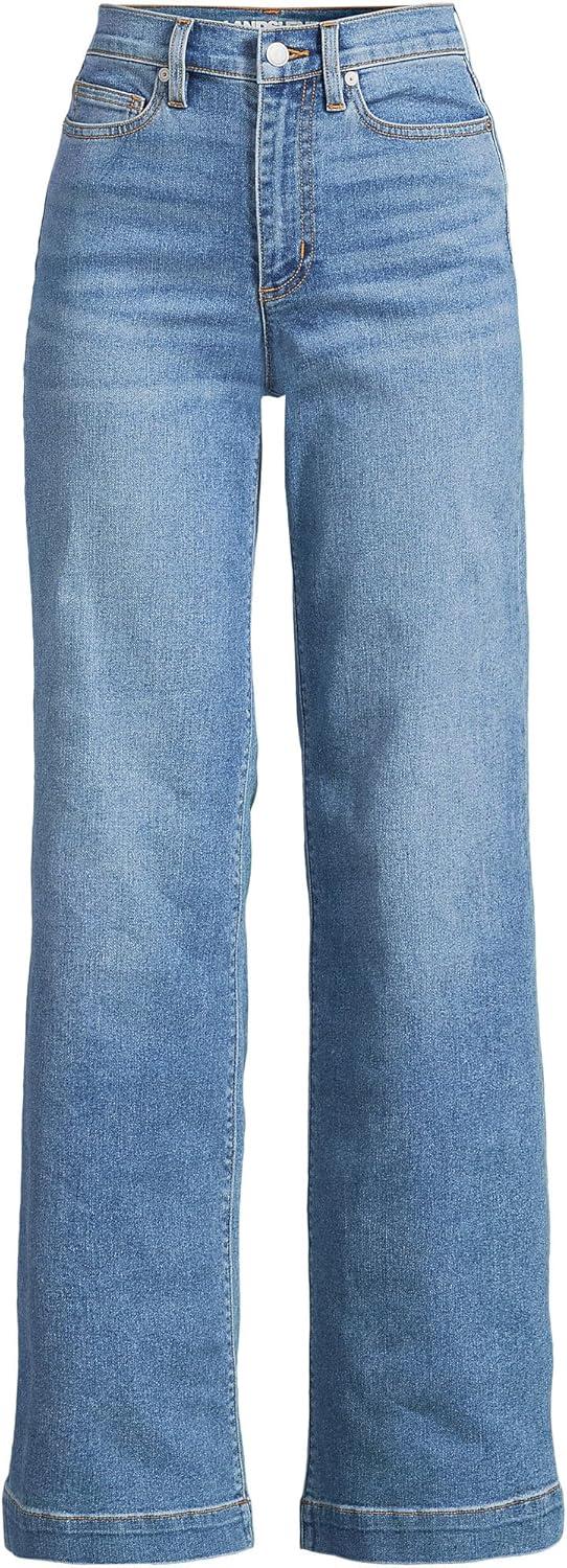 imageLands End Womens Recover High Rise Wide Leg JeansBeau Blue