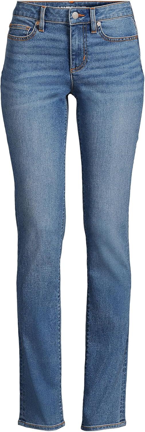 imageLands End Womens Recover Mid Rise Straight Leg Blue JeansBeau Blue