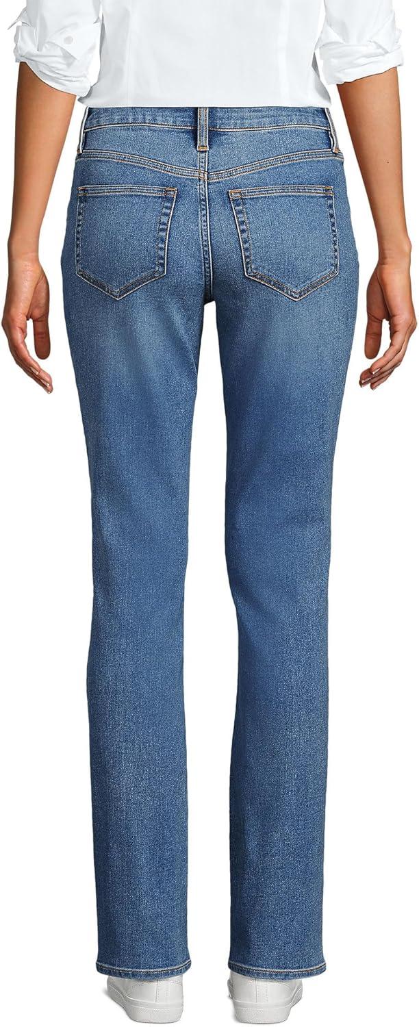 imageLands End Womens Recover Mid Rise Straight Leg Blue JeansBeau Blue