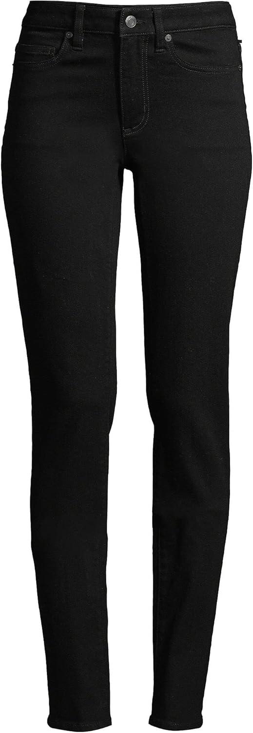 imageLands End Womens Recover Mid Rise Straight Leg Blue JeansBlack