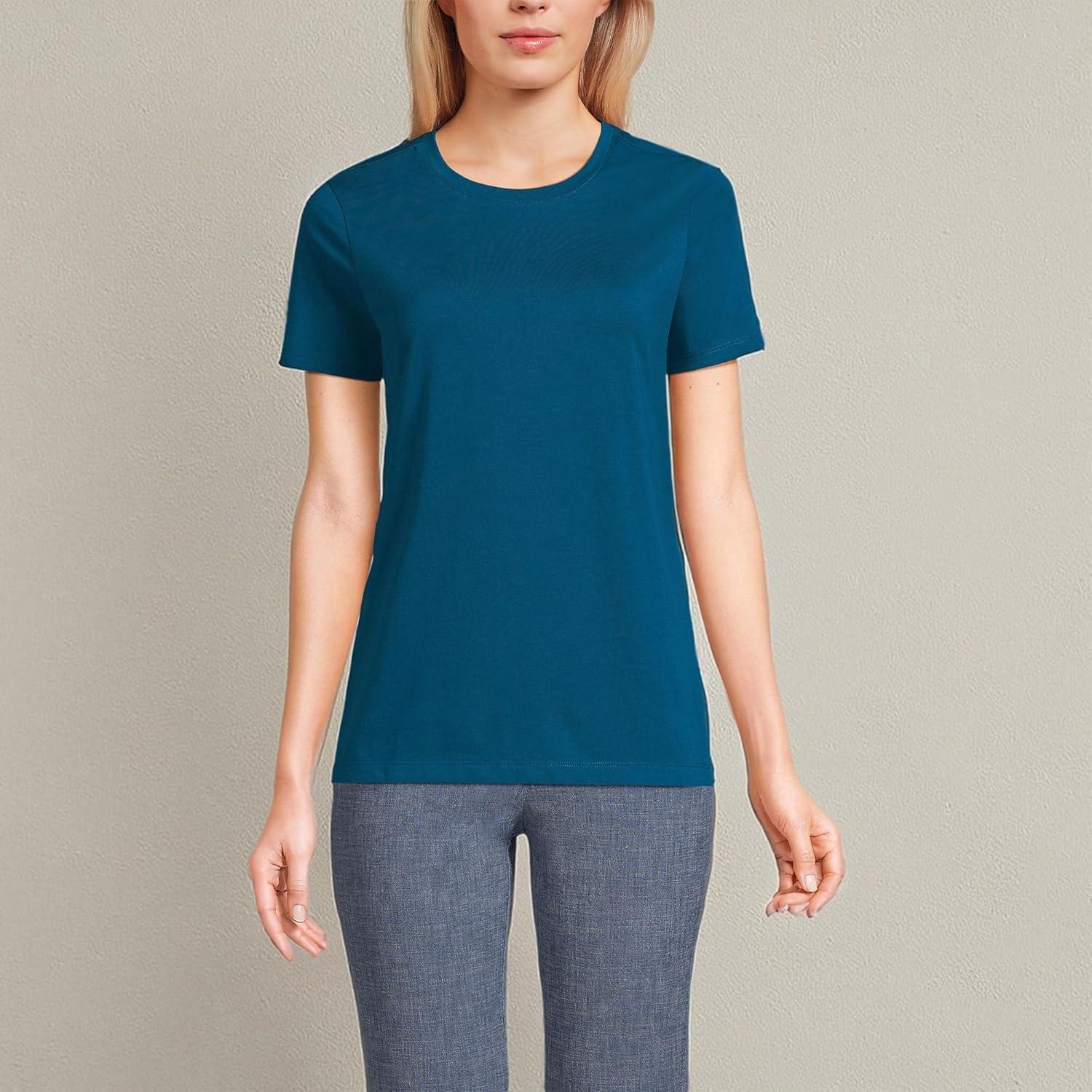 imageLands End Womens Relaxed AmericanGrown Supima Cotton Crew Neck TShirtBaltic Teal