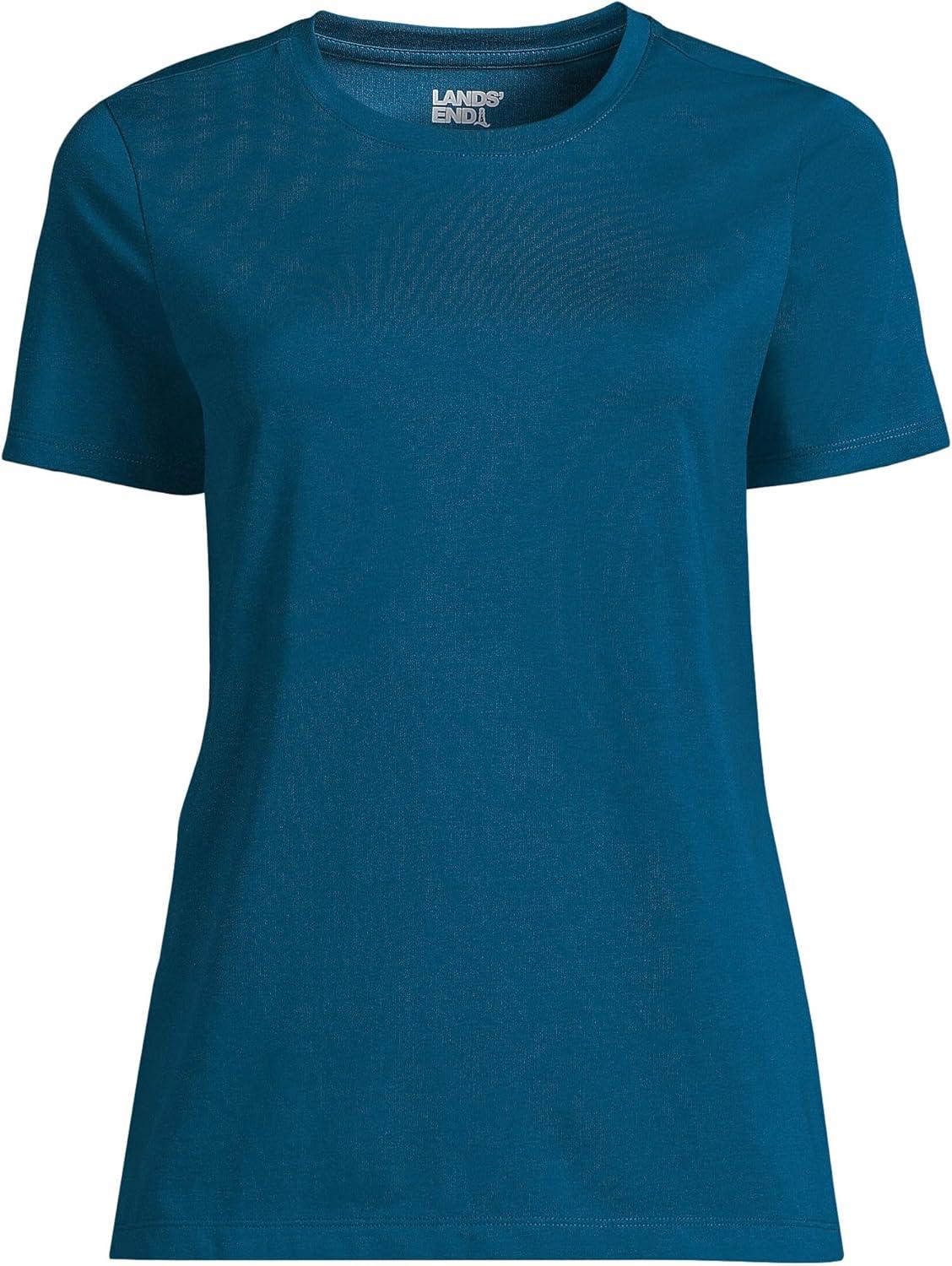 imageLands End Womens Relaxed AmericanGrown Supima Cotton Crew Neck TShirtBaltic Teal