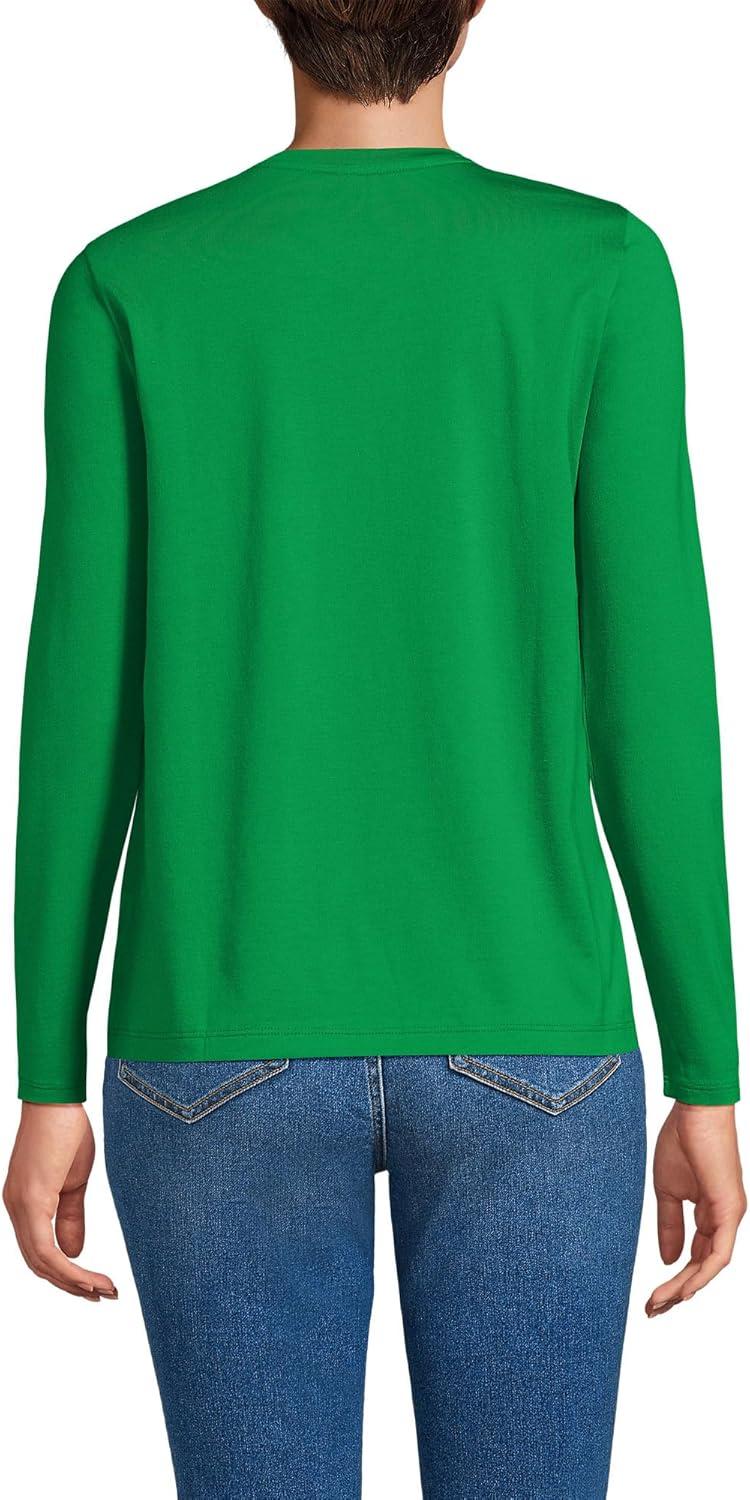 imageLands End Womens Relaxed AmericanGrown Supima Cotton Long Sleeve Crew Neck TShirtTrue Green