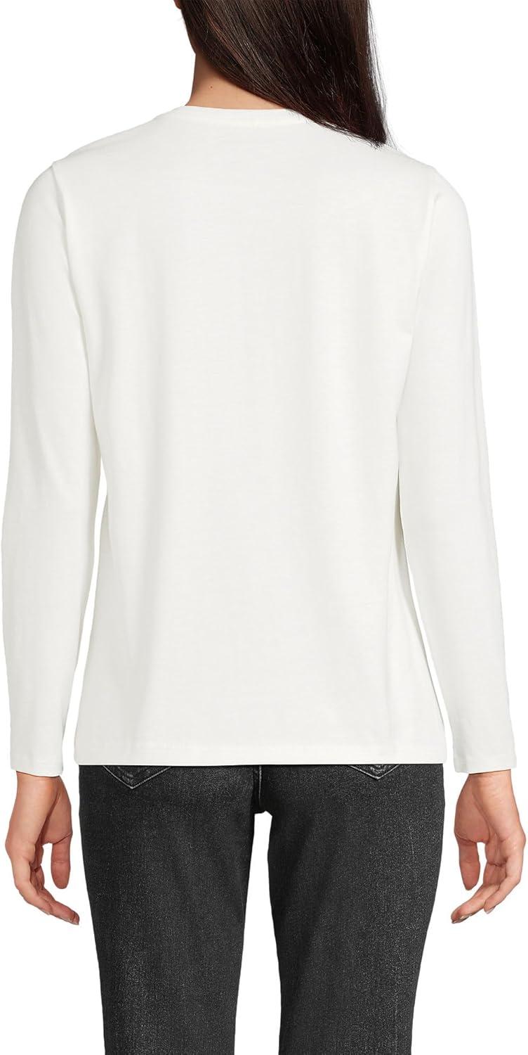 imageLands End Womens Relaxed AmericanGrown Supima Cotton Long Sleeve VNeck TShirtIvory