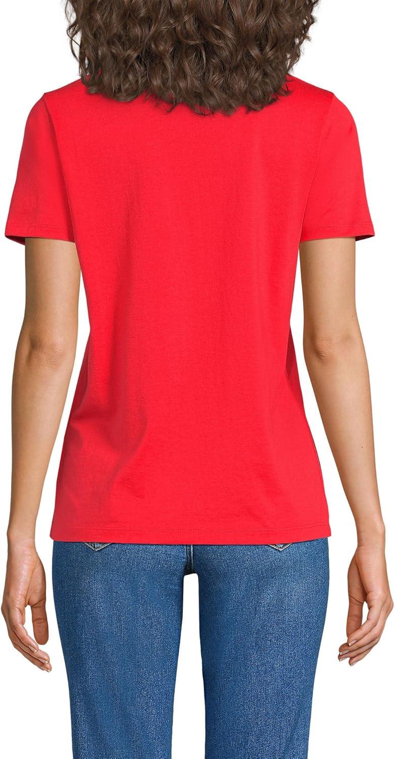 imageLands End Womens Relaxed AmericanGrown Supima Cotton VNeck TShirtCoral Red