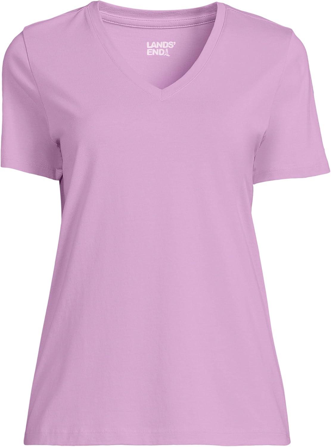 imageLands End Womens Relaxed AmericanGrown Supima Cotton VNeck TShirtWild Lilac