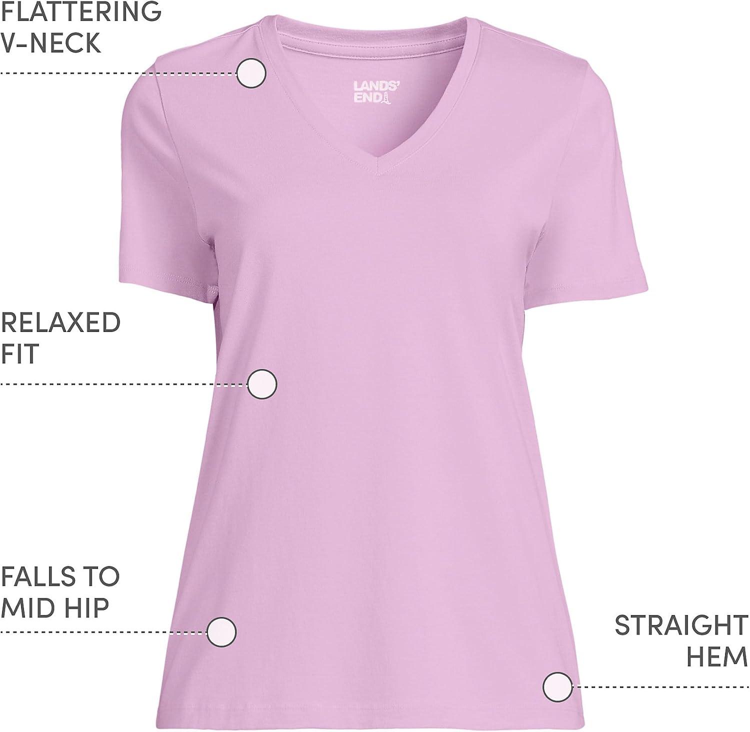imageLands End Womens Relaxed AmericanGrown Supima Cotton VNeck TShirtWild Lilac
