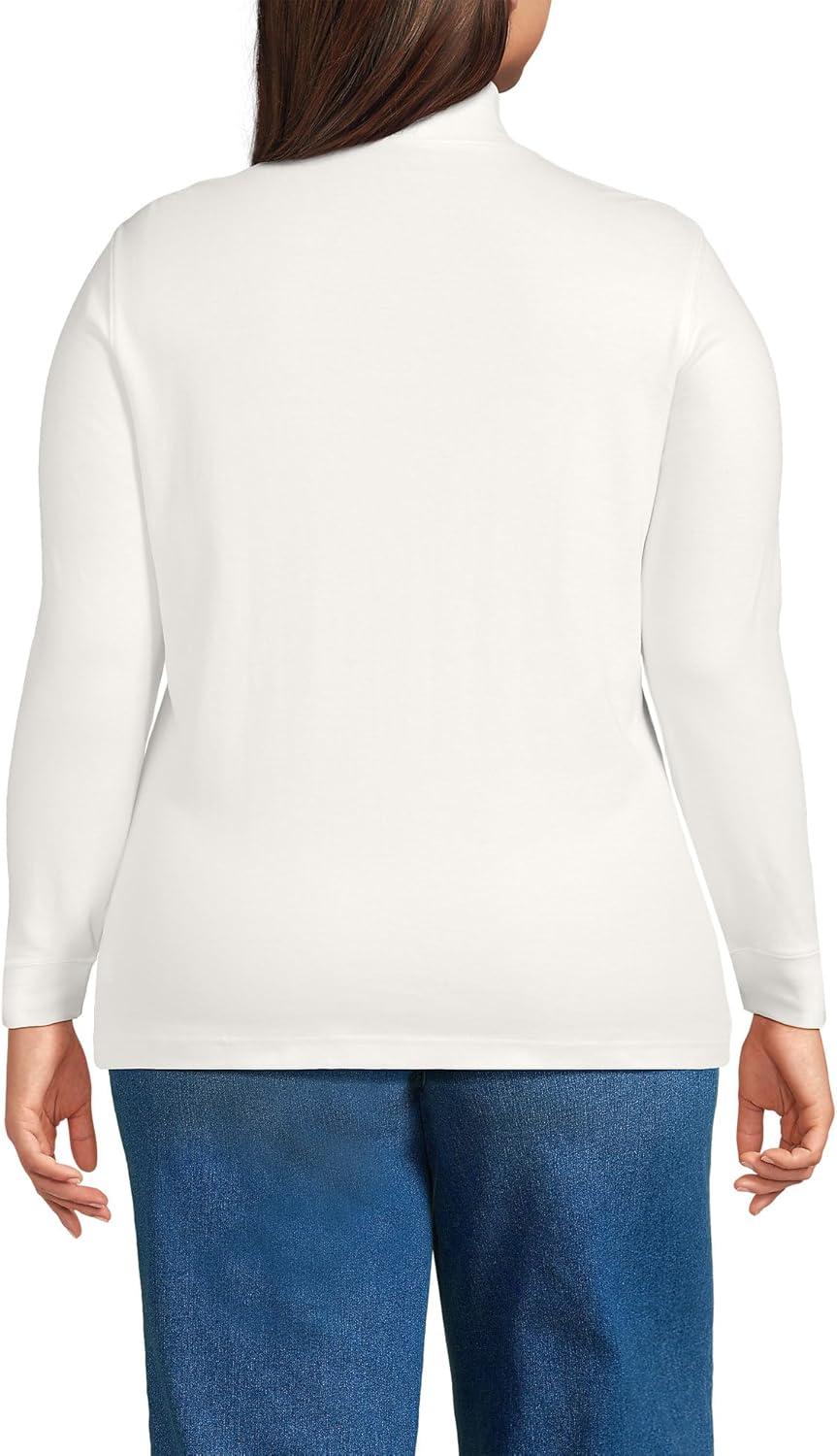 imageLands End Womens Relaxed Cotton Long Sleeve Mock Turtleneck ShirtIvory