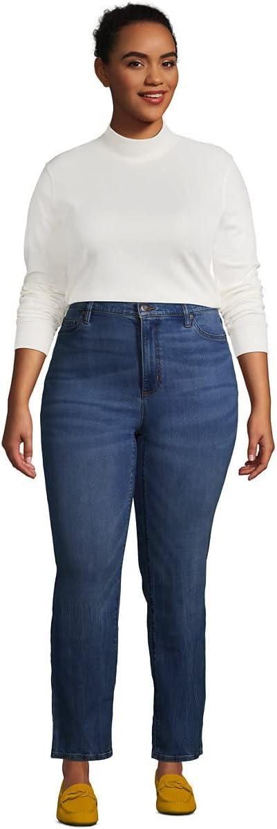 imageLands End Womens Relaxed Cotton Long Sleeve Mock Turtleneck ShirtIvory