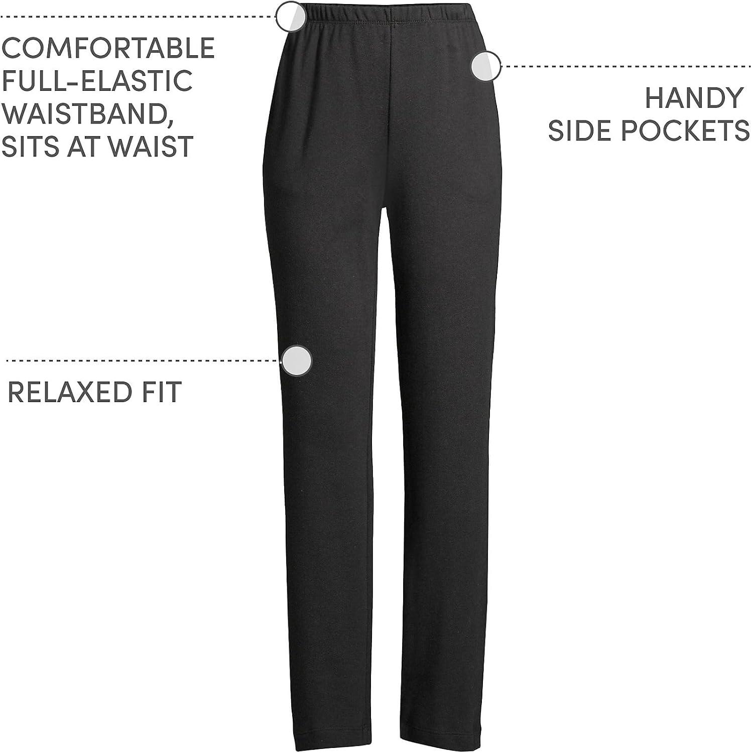 imageLands End Womens Relaxed Fit Sport Knit High Rise Pants Soft Cotton PullOn with Elastic WaistBlack