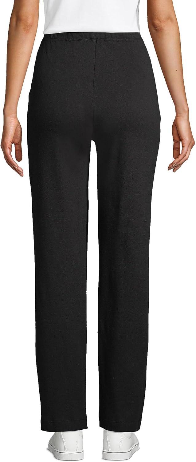 imageLands End Womens Relaxed Fit Sport Knit High Rise Pants Soft Cotton PullOn with Elastic WaistBlack