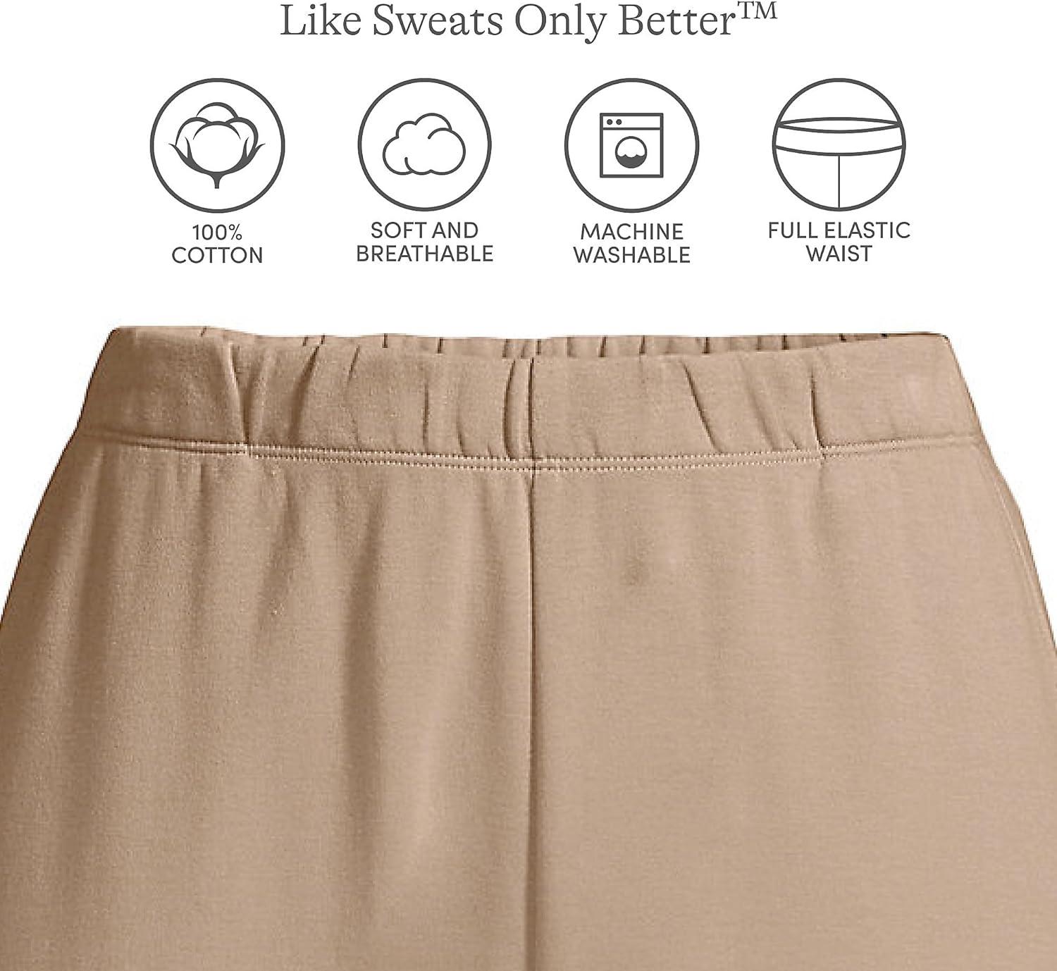 imageLands End Womens Relaxed Fit Sport Knit High Rise Pants Soft Cotton PullOn with Elastic WaistRich Camel