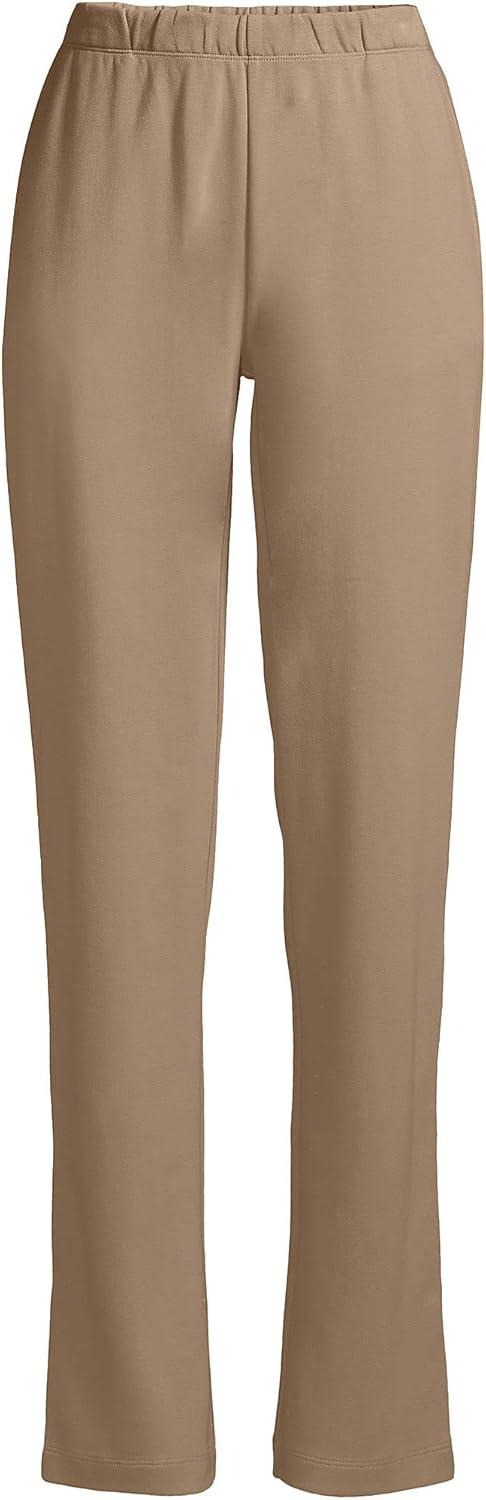 imageLands End Womens Relaxed Fit Sport Knit High Rise Pants Soft Cotton PullOn with Elastic WaistRich Camel