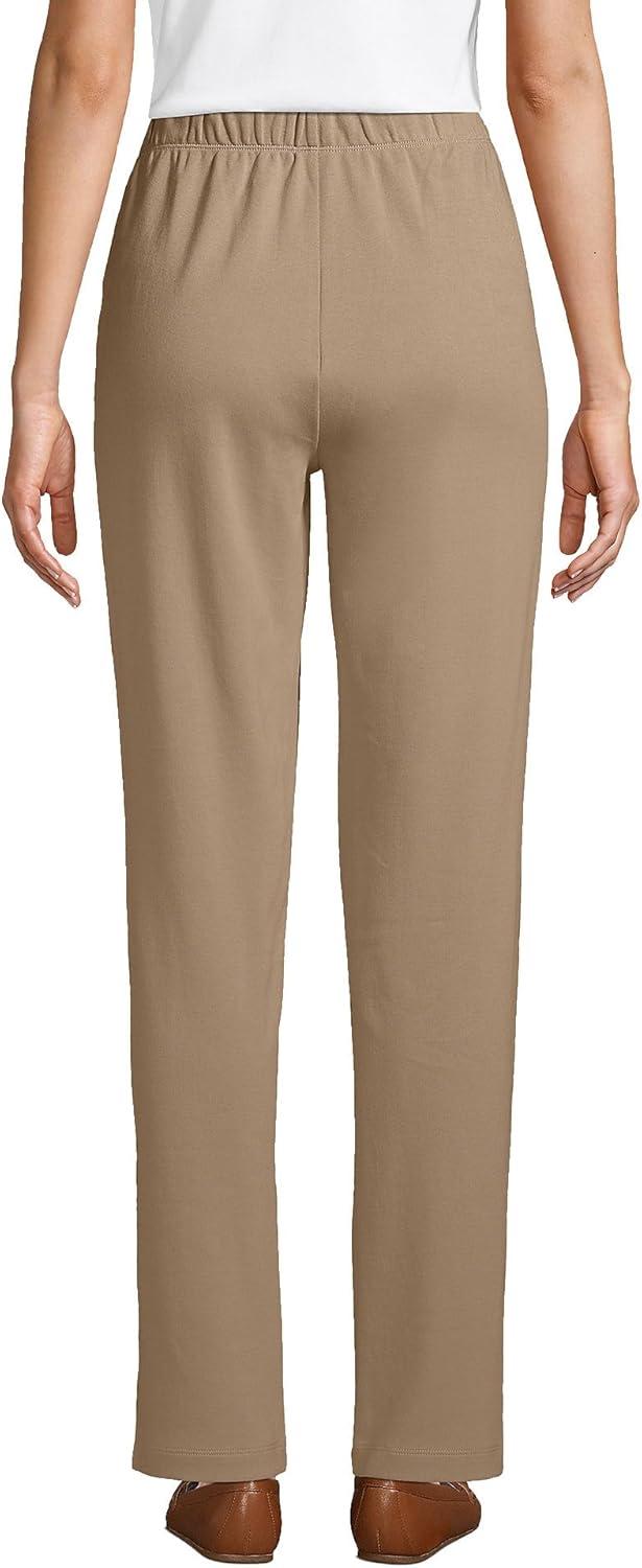 imageLands End Womens Relaxed Fit Sport Knit High Rise Pants Soft Cotton PullOn with Elastic WaistRich Camel