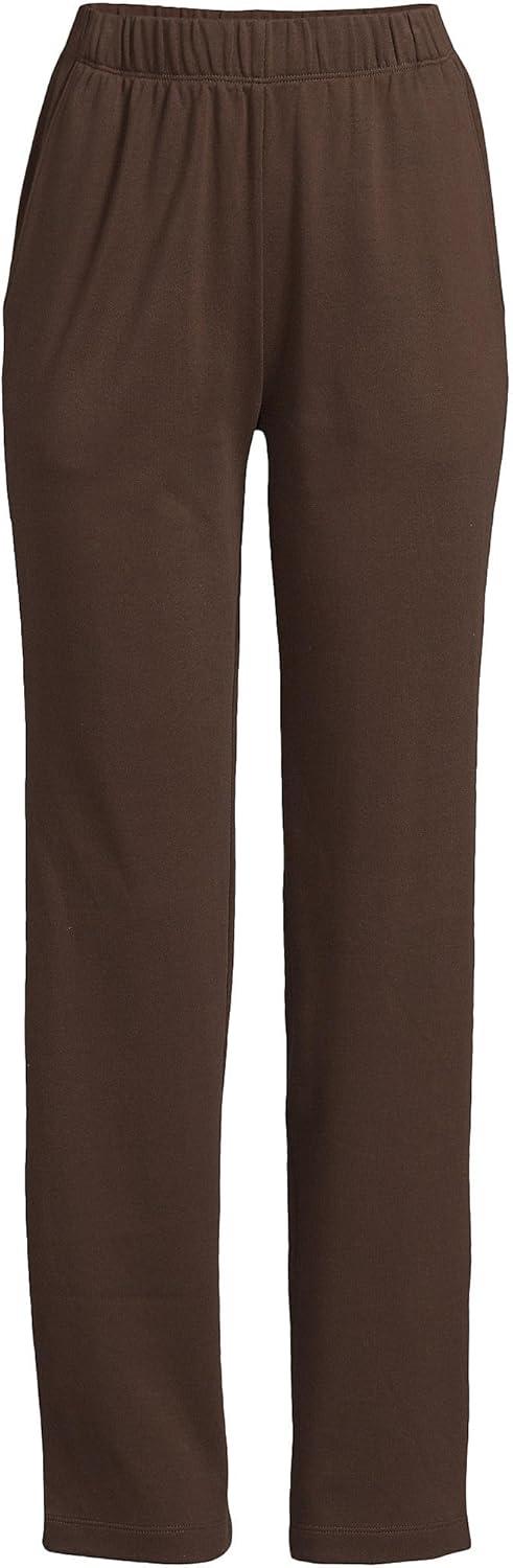 imageLands End Womens Relaxed Fit Sport Knit High Rise Pants Soft Cotton PullOn with Elastic WaistRich Coffee