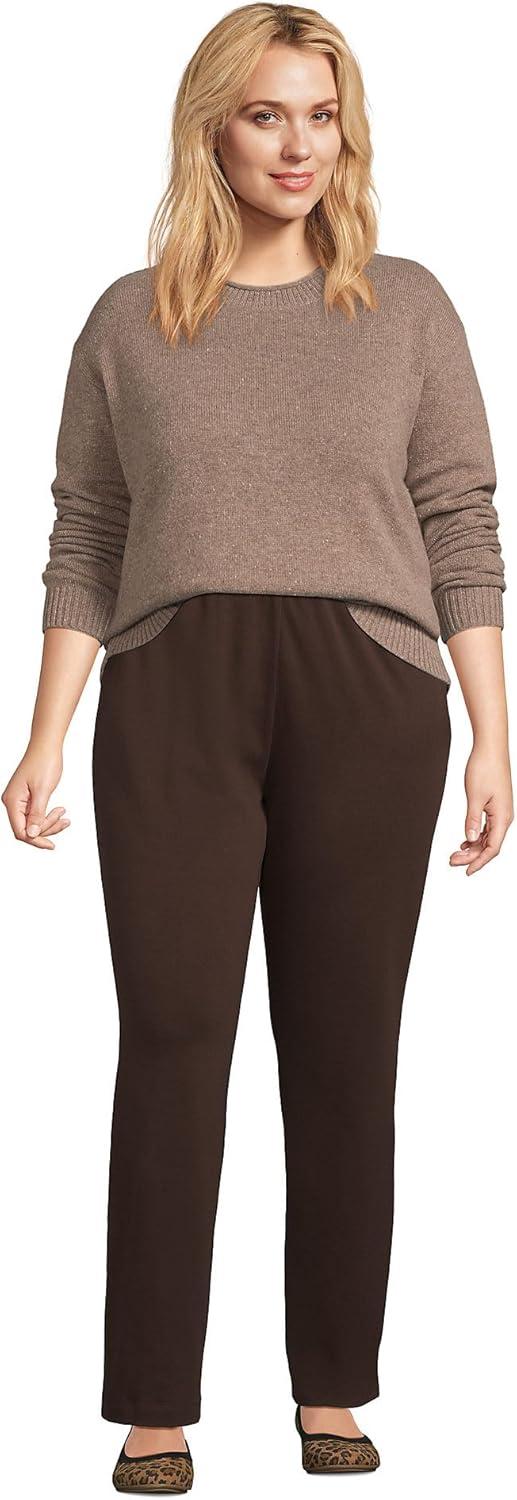 imageLands End Womens Relaxed Fit Sport Knit High Rise Pants Soft Cotton PullOn with Elastic WaistRich Coffee